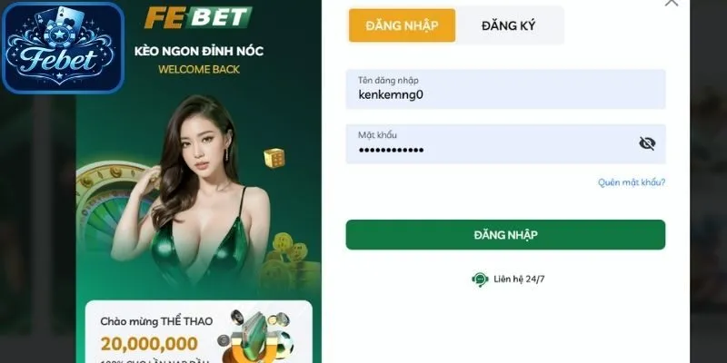 Quy trình thao tác nhanh gọn dễ hiểu từng bước đăng nhập Febet