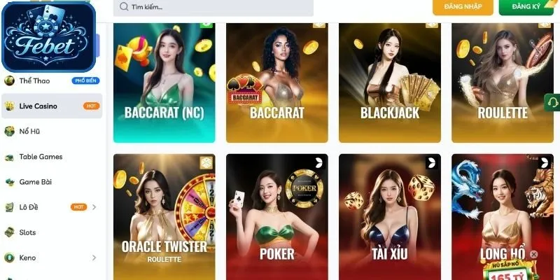 Những trò chơi hot nhất tại sảnh EVO casino Febet