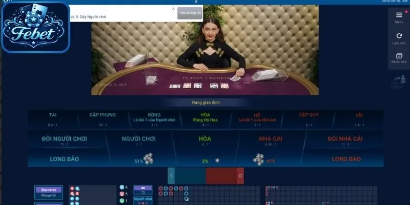 MG casino Febet có thiết kế bàn cược đẹp mắt