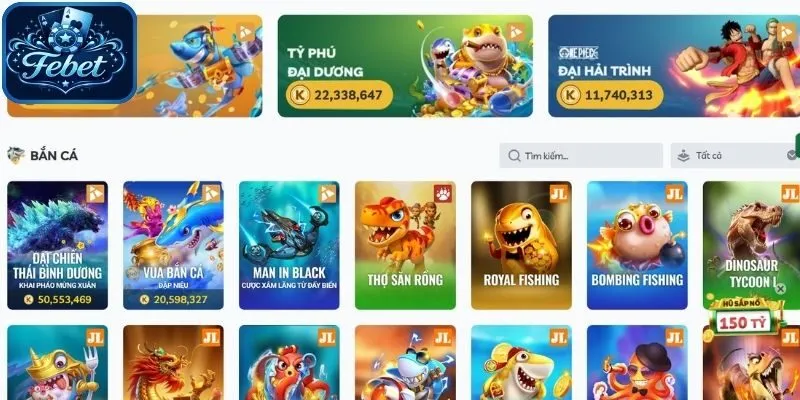 Sảnh VA bắn cá Febet được ưa chuộng